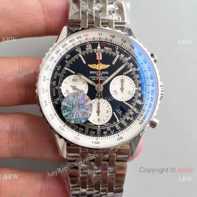 Breitling Navitimer Chronograph Copy Watch Stainless Steel Black Dial 43mm